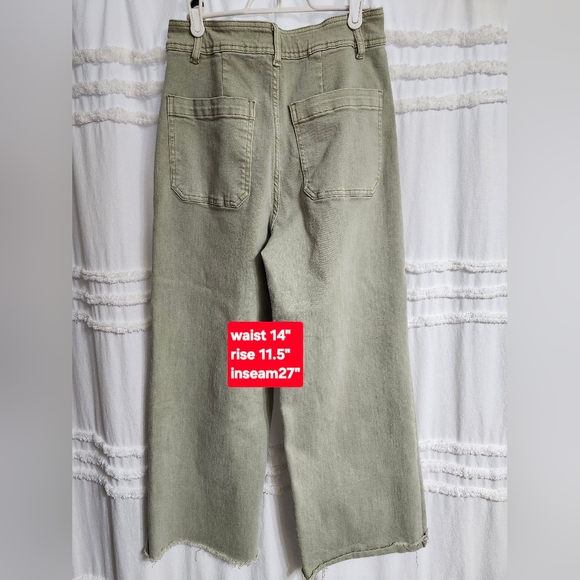 OAT New York Stylish Olive Green Wide-Leg Jeans. - Picture 3 of 7